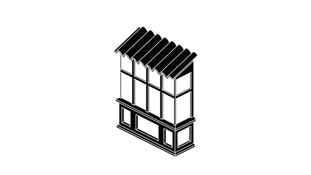 Soviet balcony icon animation isometric black object on white background