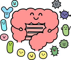 大腸といろいろな細菌のキャラクター