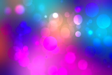 Abstract dark blue gradient pink purple background texture with glitter defocused sparkle bokeh circles and glowing circular lights. Beautiful backdrop with bokeh light effect.