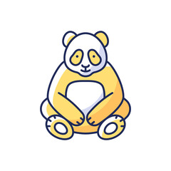 Big panda RGB color icon. Traditional chinese animal. Beijing zoo mascot. Endangered species protection. Wildlife and zoology. Bear sitting. Traditions of China. Isolated vector illustration