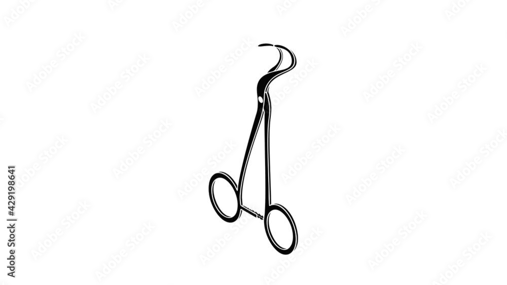 Poster towel forceps icon animation isometric black object on white background