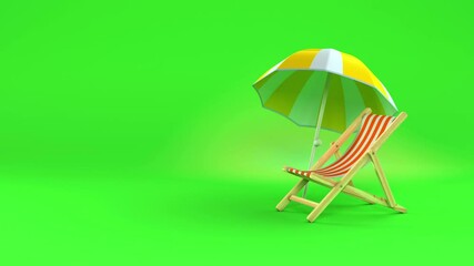 Sunbed and umbrella packshot animation with chroma key and Alpha Channel in 4K