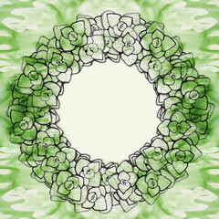 Succulent - Crassula. Watercolor. Decorative graphic composition. Seamless pattern. Abstract background image. Use printed materials, signs, items, websites, maps, posters, postcards, packaging.