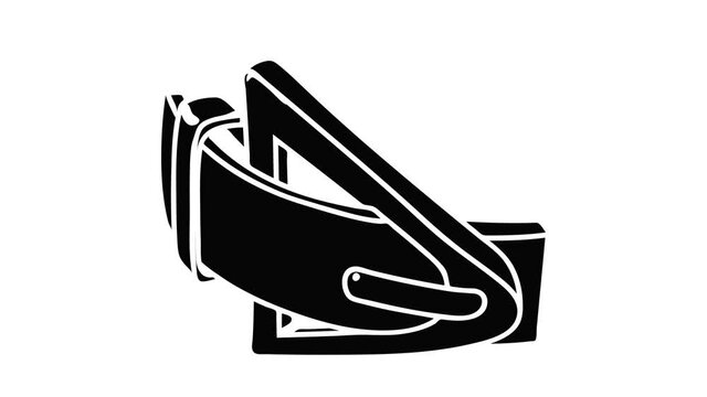 Fashion belt icon animation isometric black object on white background