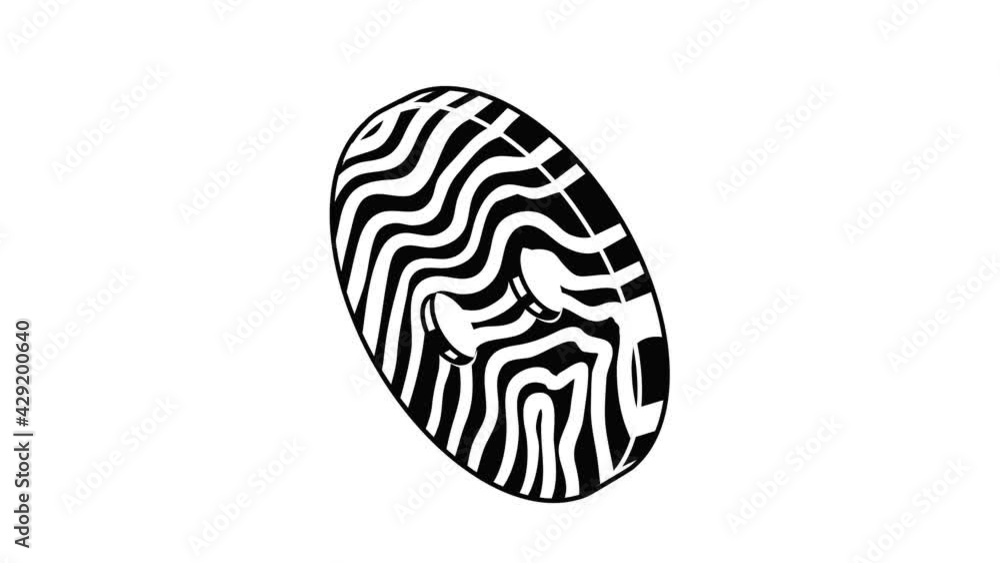 Poster abstract linear clothes button icon animation isometric black object on white background