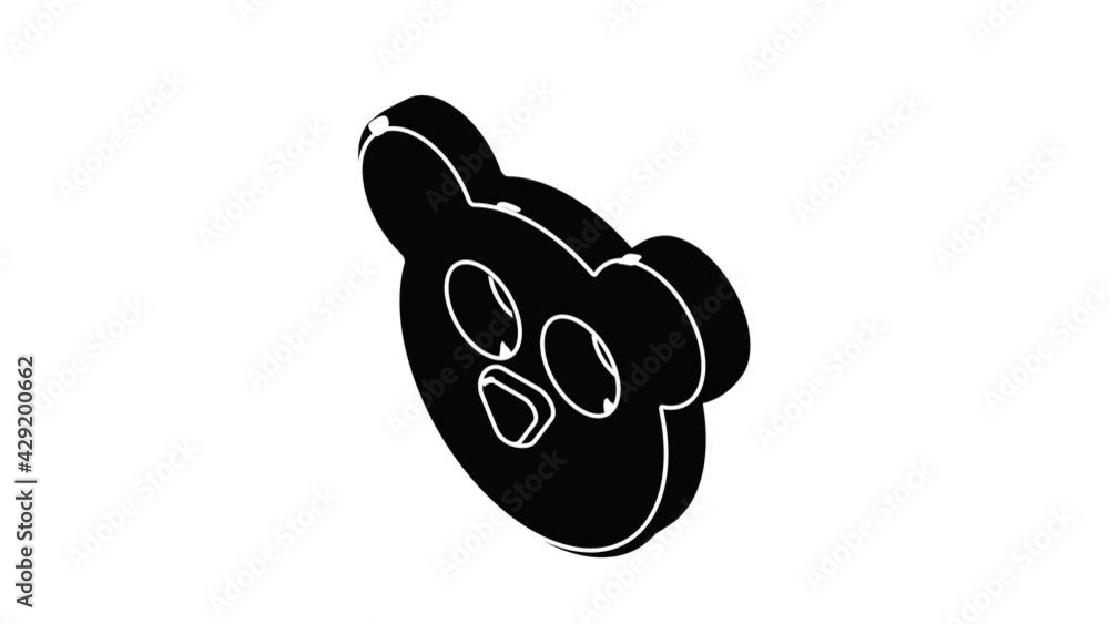 Wall mural mouse form button clothes icon animation isometric black object on white background