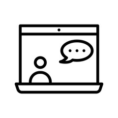 Video Call flat line icon. Vector outline illustration of Online meeting icons, work form home, social distancing, video conference. Black color thin linear sign for store, can be used in logo,  web