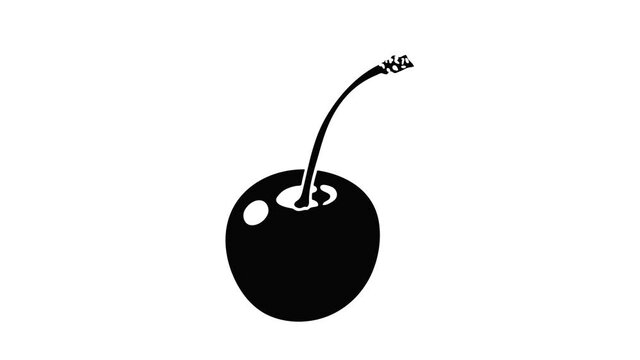 Cherry icon animation isometric black object on white background