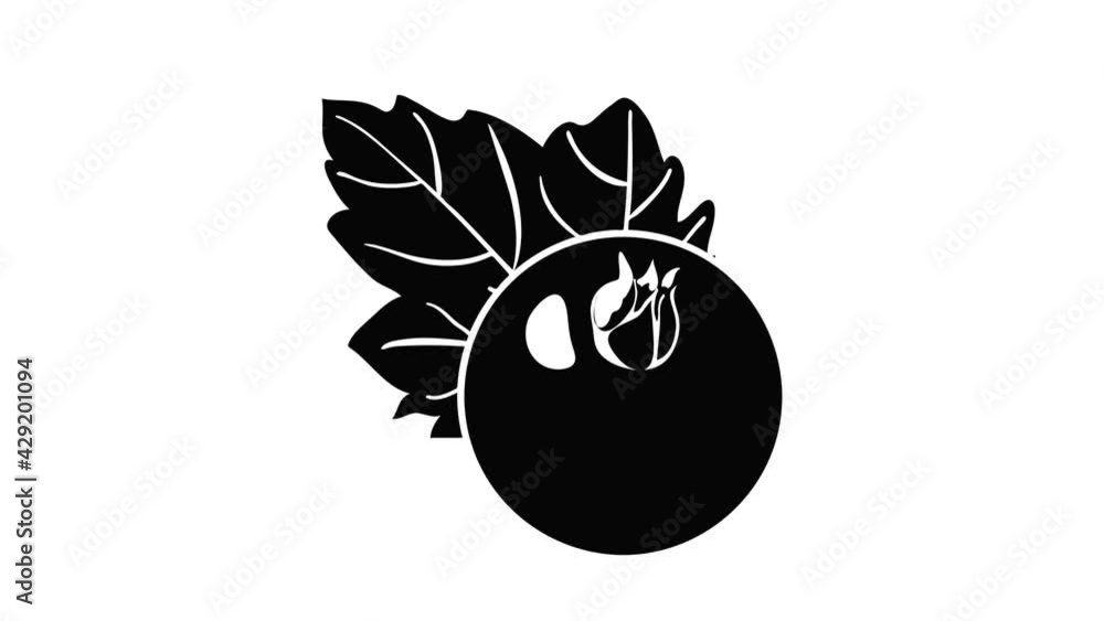 Poster currant icon animation isometric black object on white background