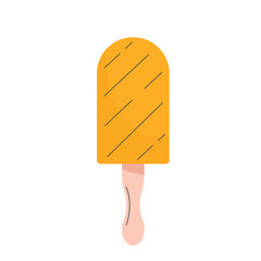 Fruit ice cream, summer delicious refreshing dessert. Vector illustration in flat linear style. The ice cream is isolated on a white background