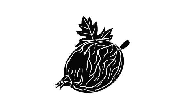 Gooseberry icon animation isometric black object on white background