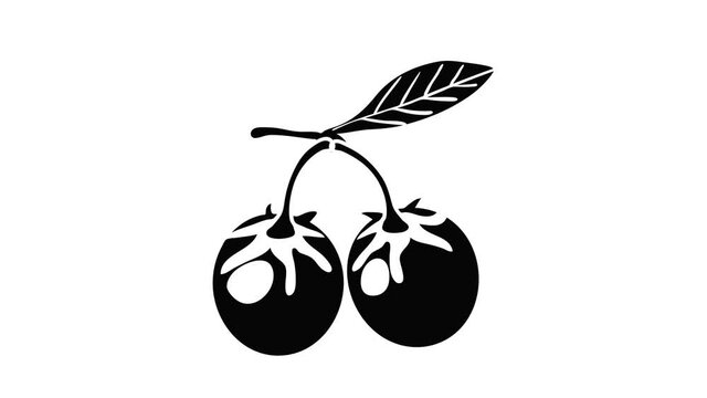 Eco berry icon animation isometric black object on white background