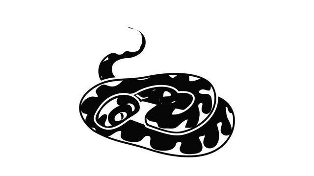 Snake icon animation isometric black object on white background