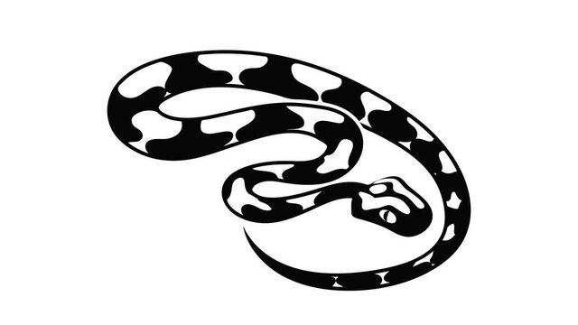 King snake icon animation isometric black object on white background