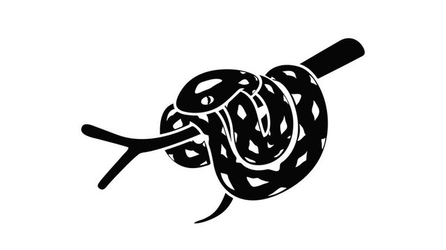 Bull snake icon animation isometric black object on white background