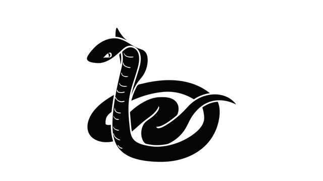 King cobra icon animation isometric black object on white background