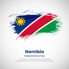 Brush painted grunge flag of Namibia country. Independence day of Namibia. Abstract classic painted grunge brush flag background.