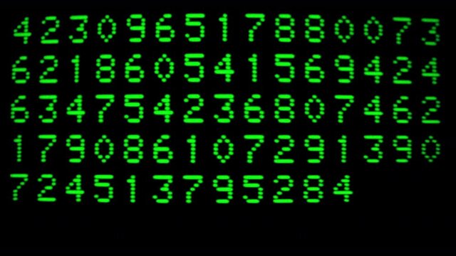Green letters and numbers data computer code