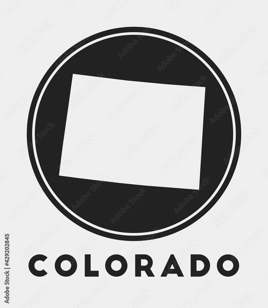 Poster colorado icon. round logo with us state map and title. stylish colorado badge with map. vector illus