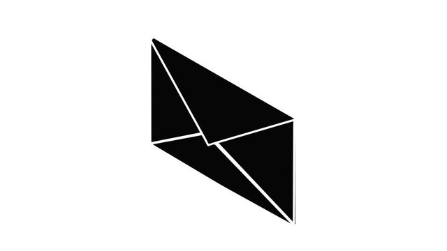 Postal letter icon animation isometric black object on white background