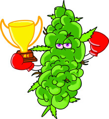 illustration of cannabis bud with champion cup