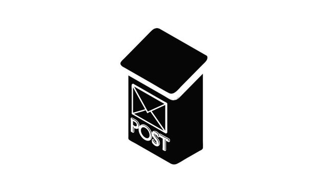 Apartment post box icon animation isometric black object on white background