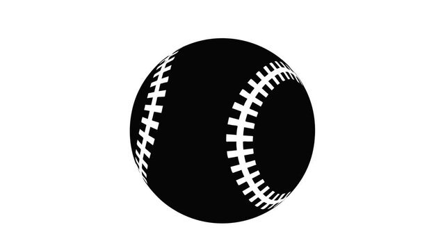 Baseball icon animation isometric black object on white background