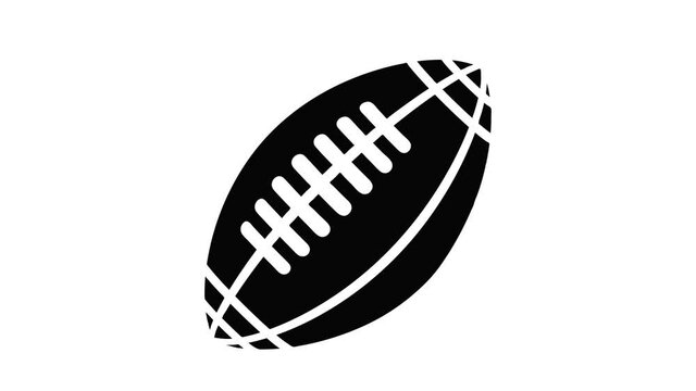 Rugby icon animation isometric black object on white background