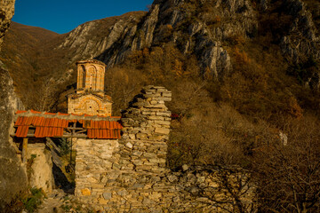 MATKA CANYON, SKOPJE REGION, NORTH MACEDONIA: The old monastery of St. Nicholas