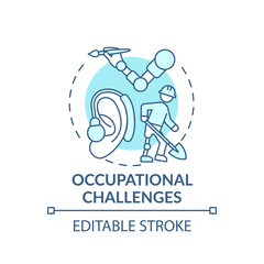 Occupational challenges concept icon. Upper-limb prostheses task idea thin line illustration. Manipulation with different devices and items. Vector isolated outline RGB color drawing. Editable stroke