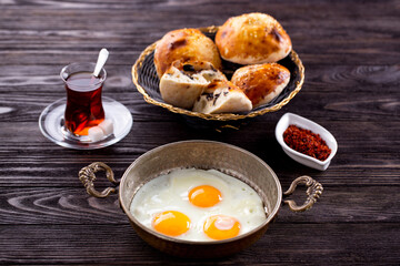 Assorted Middle Eastern and arabic dishes on a dark rustic background. Hummus, tabbouleh, pita, meat kebab, falafel, baklava. Halal food. Top view. Turkish foods, Turkish pizza, Turkish breakfast