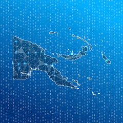 Network map of Papua New Guinea. Country digital connections map. Technology, internet, network, telecommunication concept. Vector illustration.