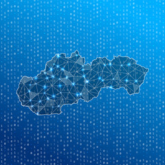 Network map of Slovakia. Country digital connections map. Technology, internet, network, telecommunication concept. Vector illustration.