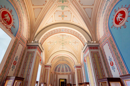 Saint Petersburg, Russia - April 2021: Interiors of State Hermitage museum
