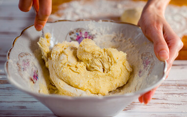 homemade cheesecakes cooking cheese mixing with sugar and other ingredients