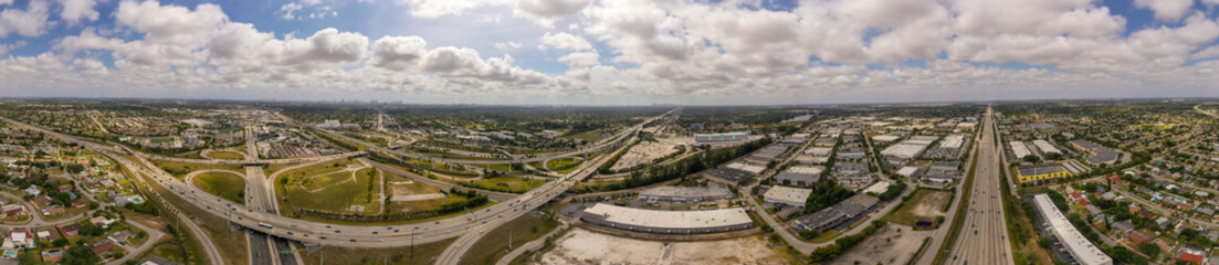 Fototapeta na wymiar Aerial panorama Miami Golden Glades Interchange Miami FL