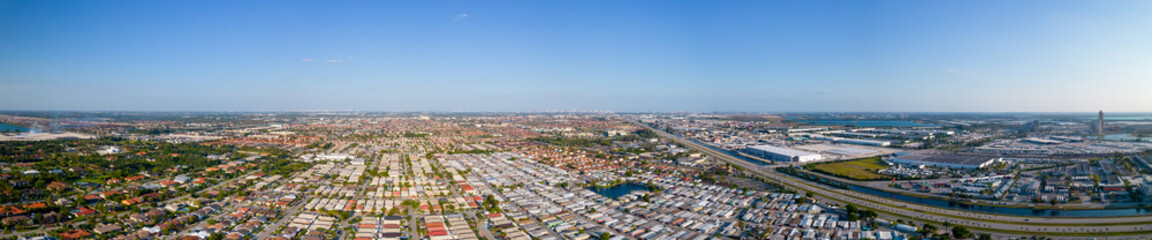 Aerial panorama Hialeah Gardens Miami Dade Florida USA