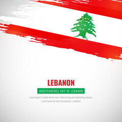 Happy independence day of Lebanon with brush style watercolor country flag background