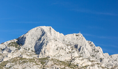 Fototapeta na wymiar Highest point of the Montagne Sainte-Victoire, near Aix en Provence, France