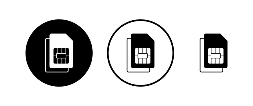 Sim card icons set vector. Mobile slot icon. Mobile cellular phone sim card chip.