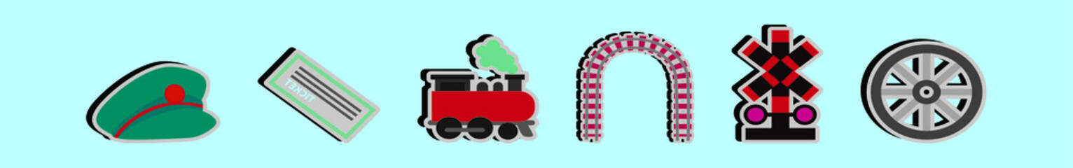 Obraz premium set of train cartoon icon design template with various models. vector illustration isolated on blue background