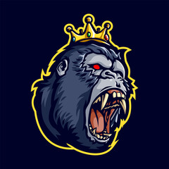 Angry King Kong head mascot illustration