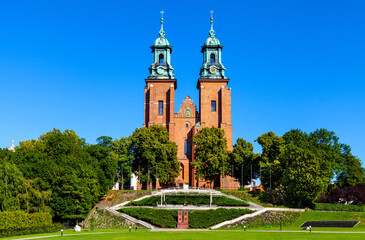 Gothic cathedral of Virgin Mary Assumption and St. Wojciech at Lech Hill in old town historic city...