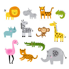 vector set of funny cute african animals - 429210007