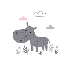 cute vector illustration of a funny hippo
