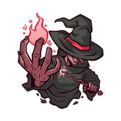 The Witch mascot cartoon illustration