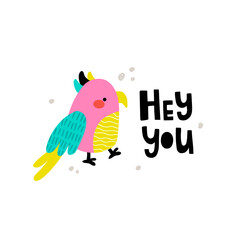vector illustration of cute parrot and text © los_ojos_pardos