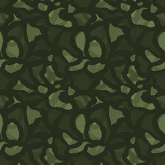 Seamless hand-drawn geometric patterns on a khaki background. Spotted camouflage design for fabrics, clothes and equipment in military style, outdoor products, textiles, packaging, bags and backpacks