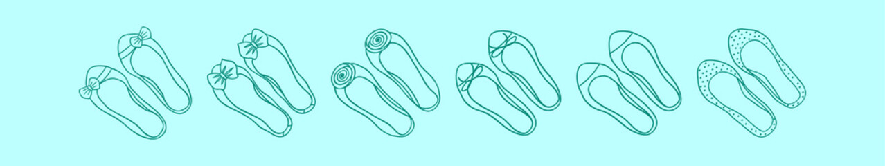 set of ruby slippers cartoon icon design template with various models. vector illustration isolated on blue background