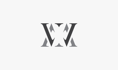 abstract MW or WM logo concept isolated on white background.